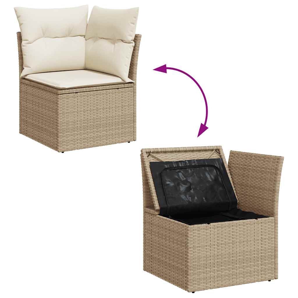 10 pcs conj. sofás p/ jardim c/ almofadões vime PE/acácia bege