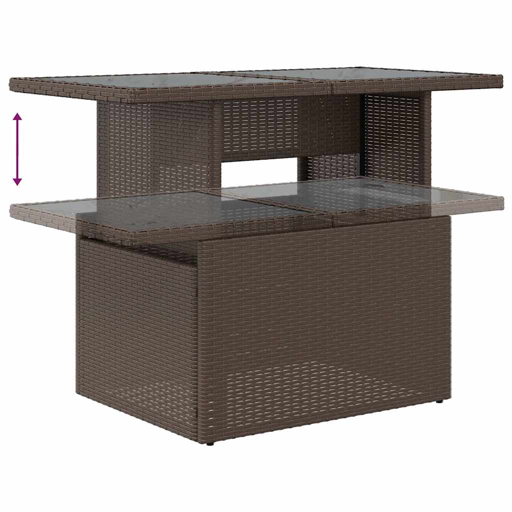 7 pcs conjunto sofás jardim c/ almofadões vime PE/acácia castanho