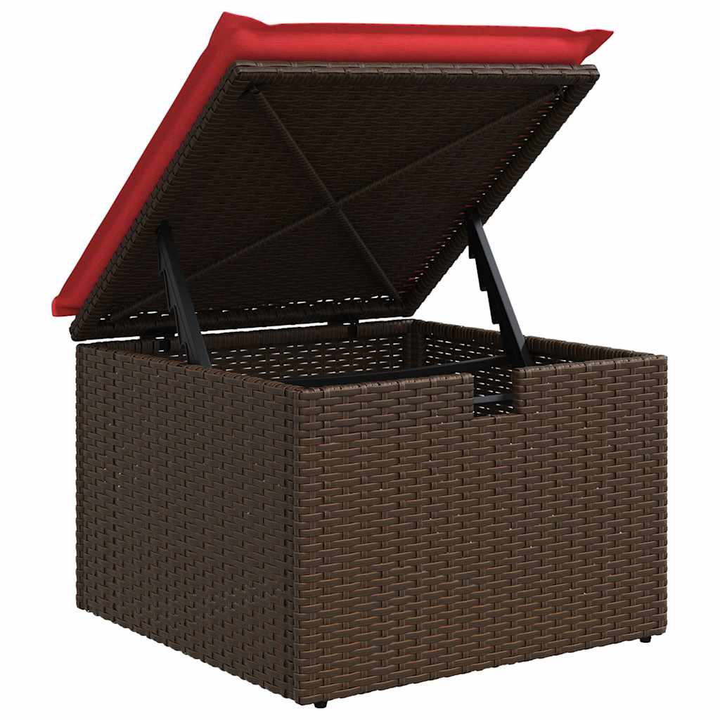 7 pcs conjunto sofás jardim c/ almofadões vime PE/acácia castanho