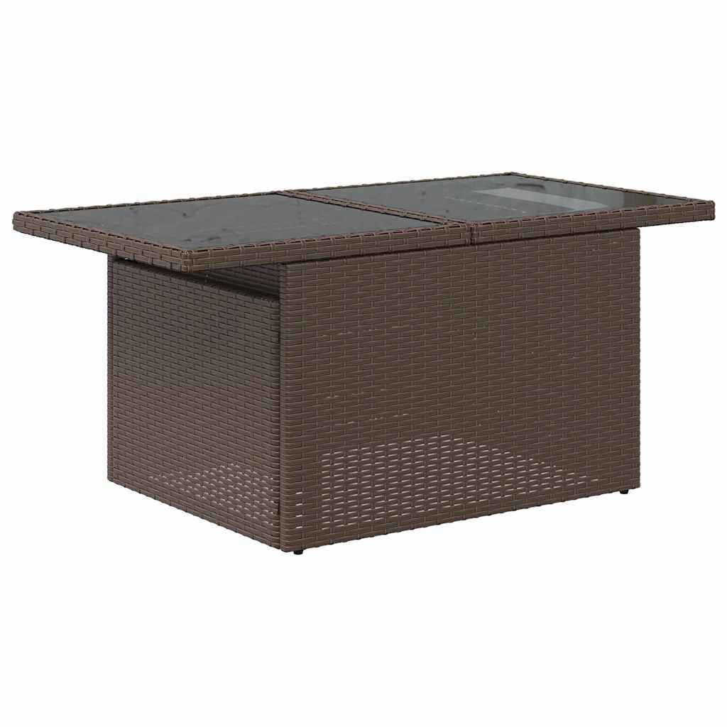 7 pcs conjunto sofás jardim c/ almofadões vime PE castanho