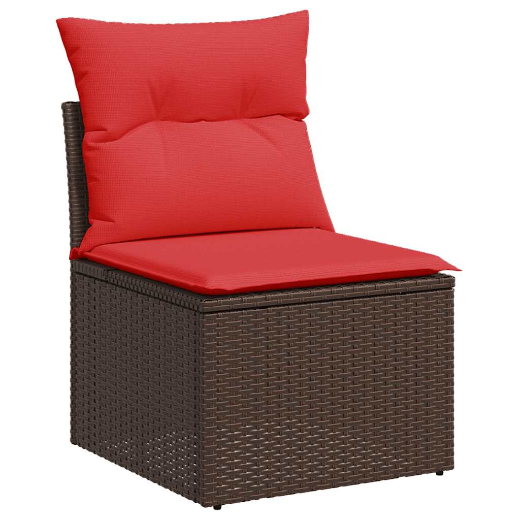 7 pcs conjunto sofás jardim c/ almofadões vime PE/acácia preto