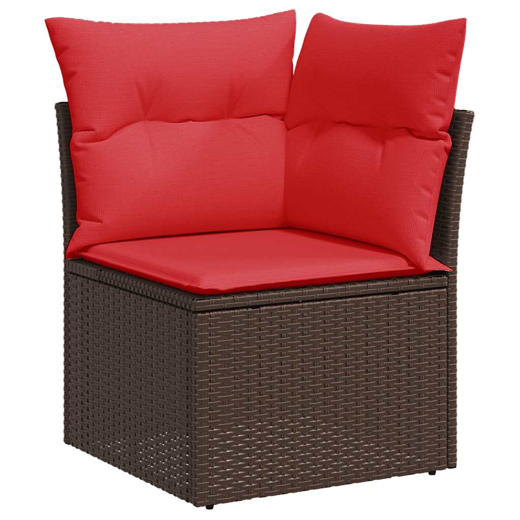 7 pcs conjunto sofás jardim c/ almofadões vime PE/acácia preto