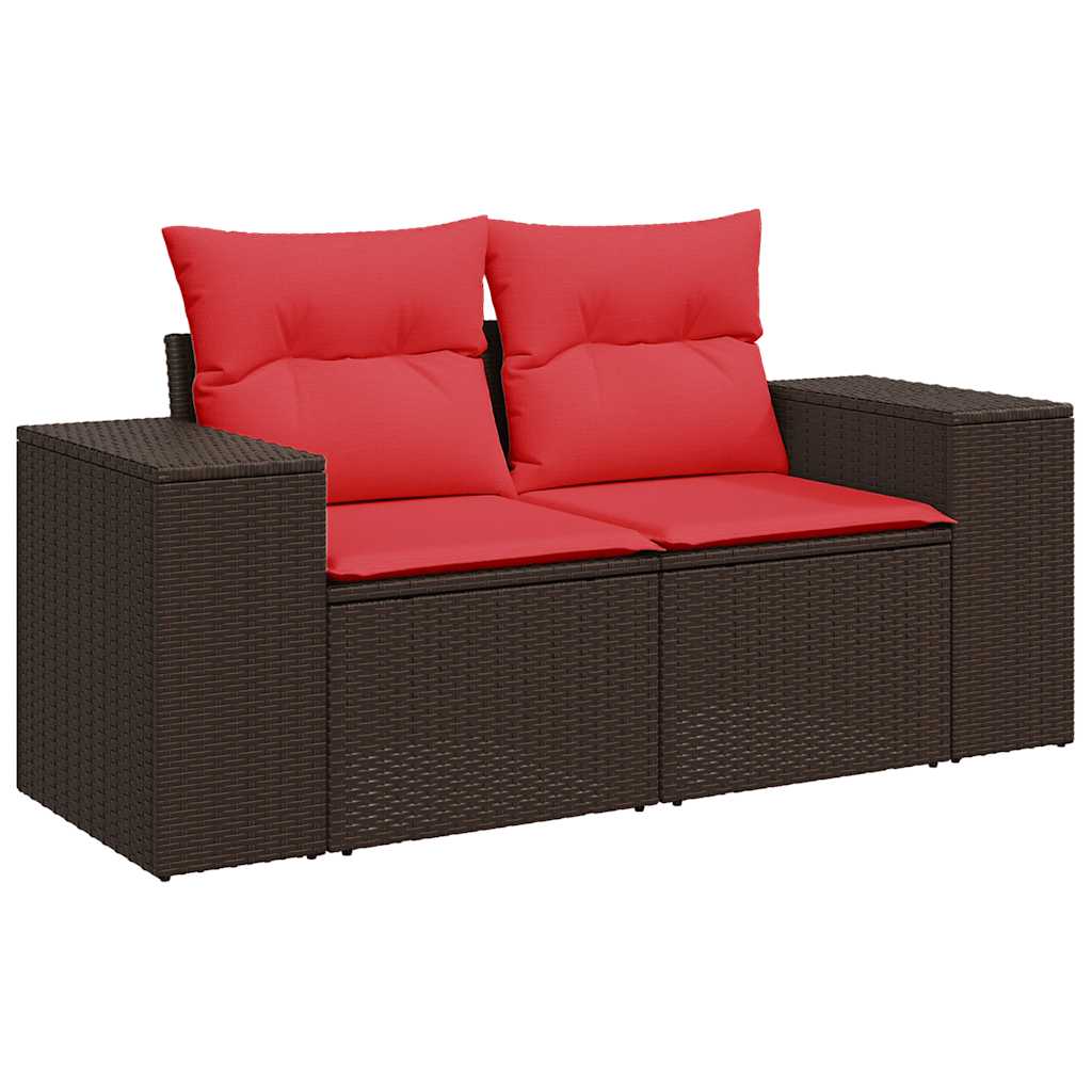 7 pcs conjunto sofás jardim c/ almofadões vime PE/acácia preto
