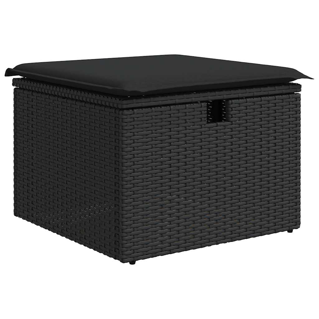 7 pcs conjunto sofás jardim c/ almofadões vime PE/acácia preto