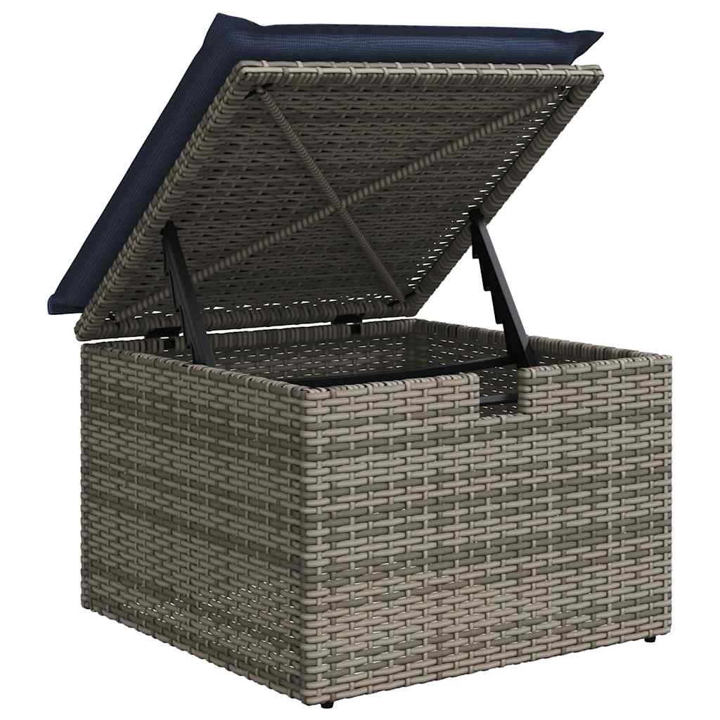 7 pcs conjunto sofás jardim c/ almofadões vime PE/acácia preto