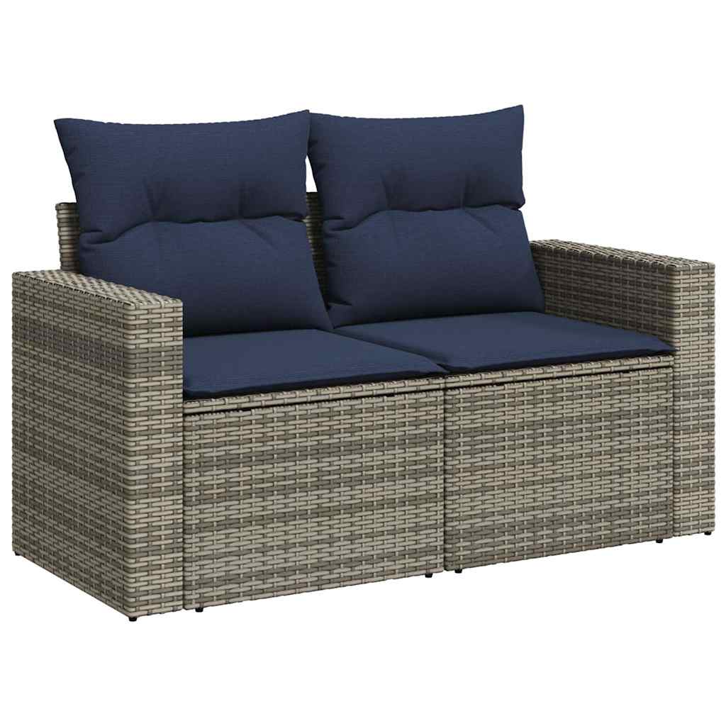 7 pcs conjunto sofás jardim c/ almofadões vime PE/acácia preto
