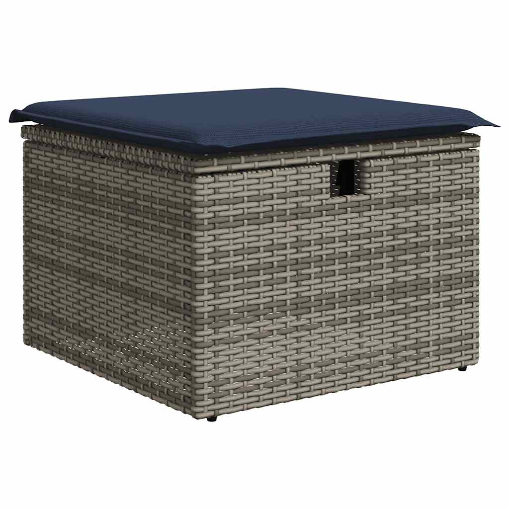 7 pcs conjunto sofás jardim c/ almofadões vime PE/acácia preto