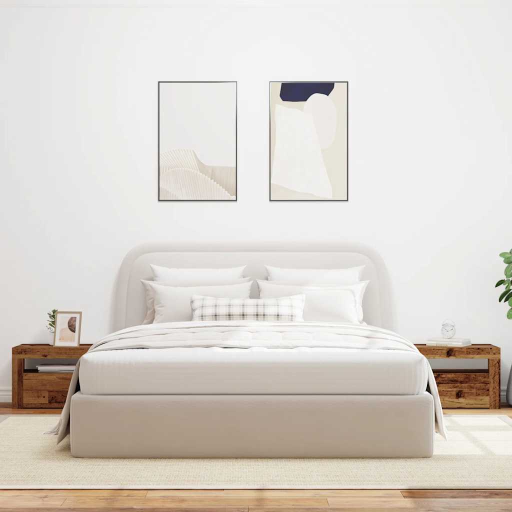 Mesas cabeceira c/ luzes LED 2 pcs 60x35x40 cm madeira velha