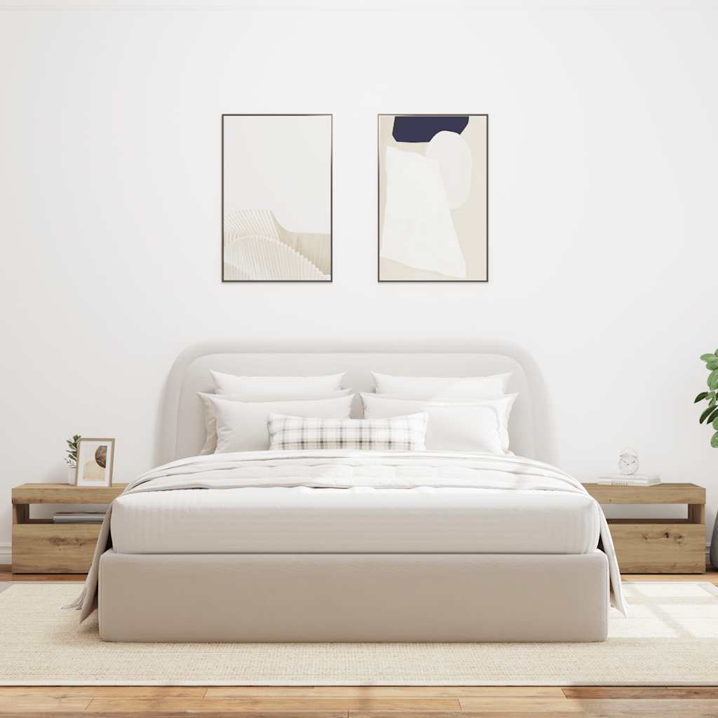 Mesa cabeceira c/ LED derivados de madeira carvalho artisiano