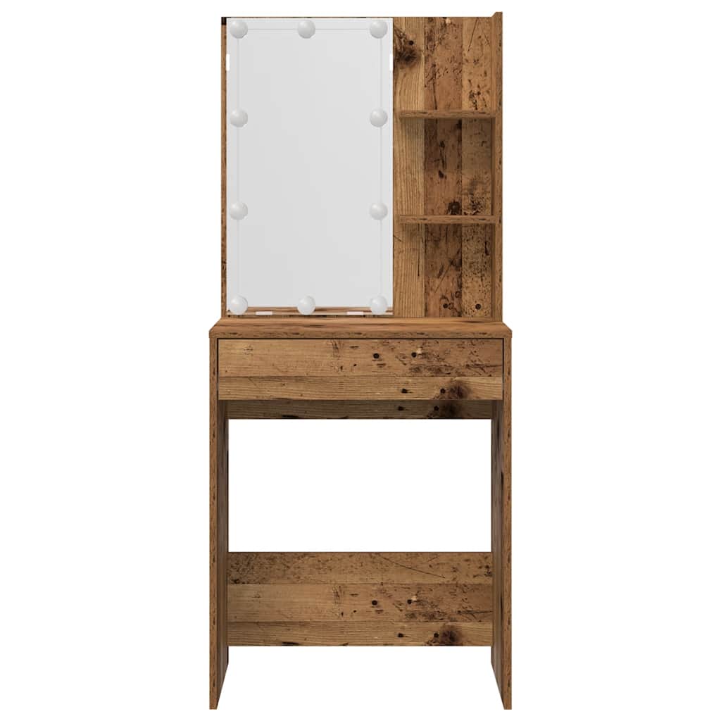 Conjunto toucador com luzes LED derivados madeira madeira velha