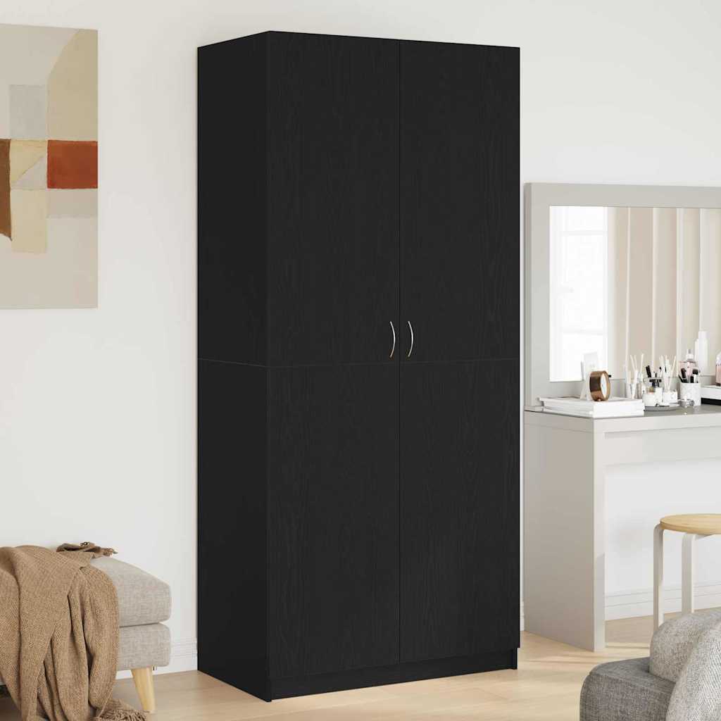Guarda-roupa Preto 90 x 52 x 200 cm Madeira processada