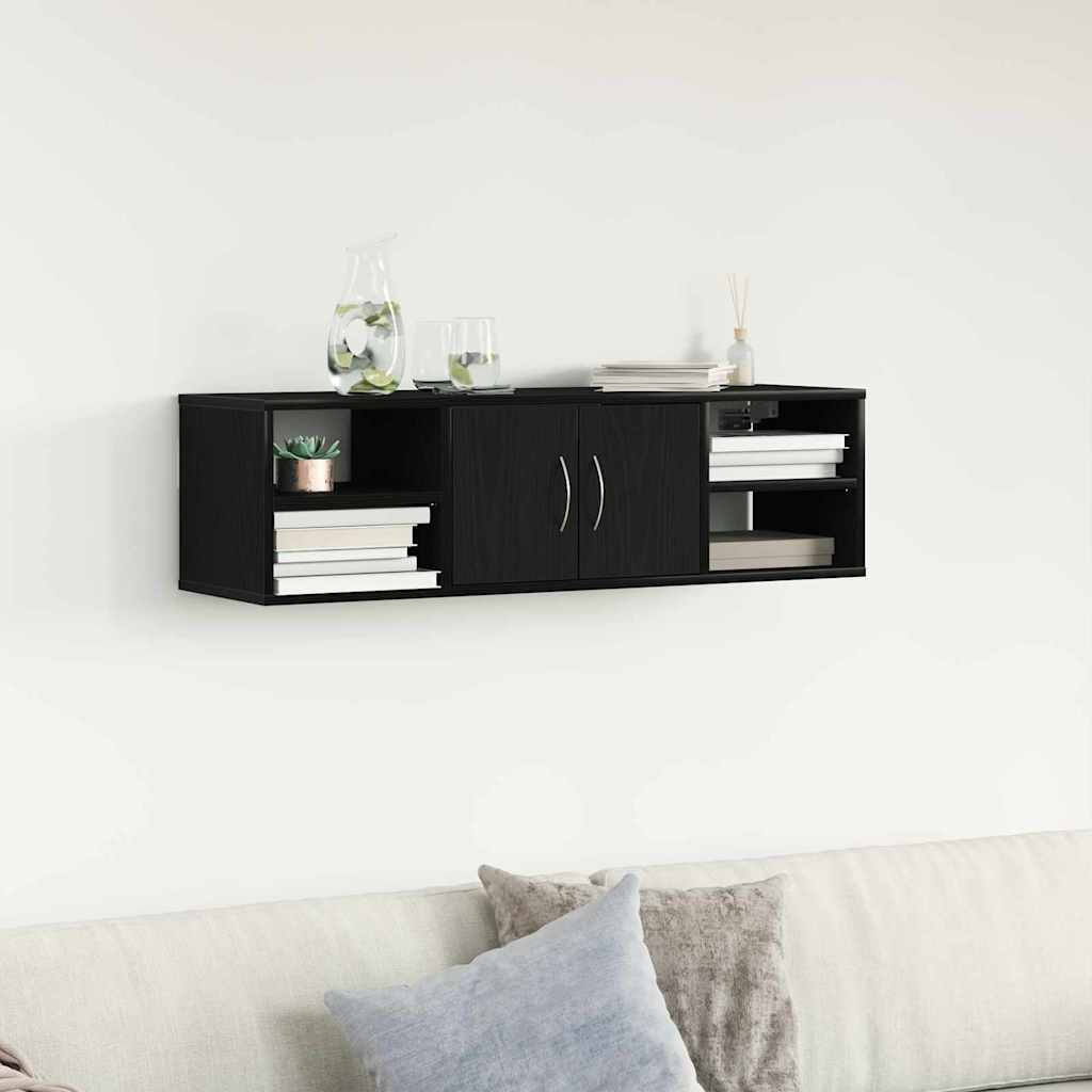Prateleira de Parede com porta Carvalho preto 140 x 41 x 75 cm