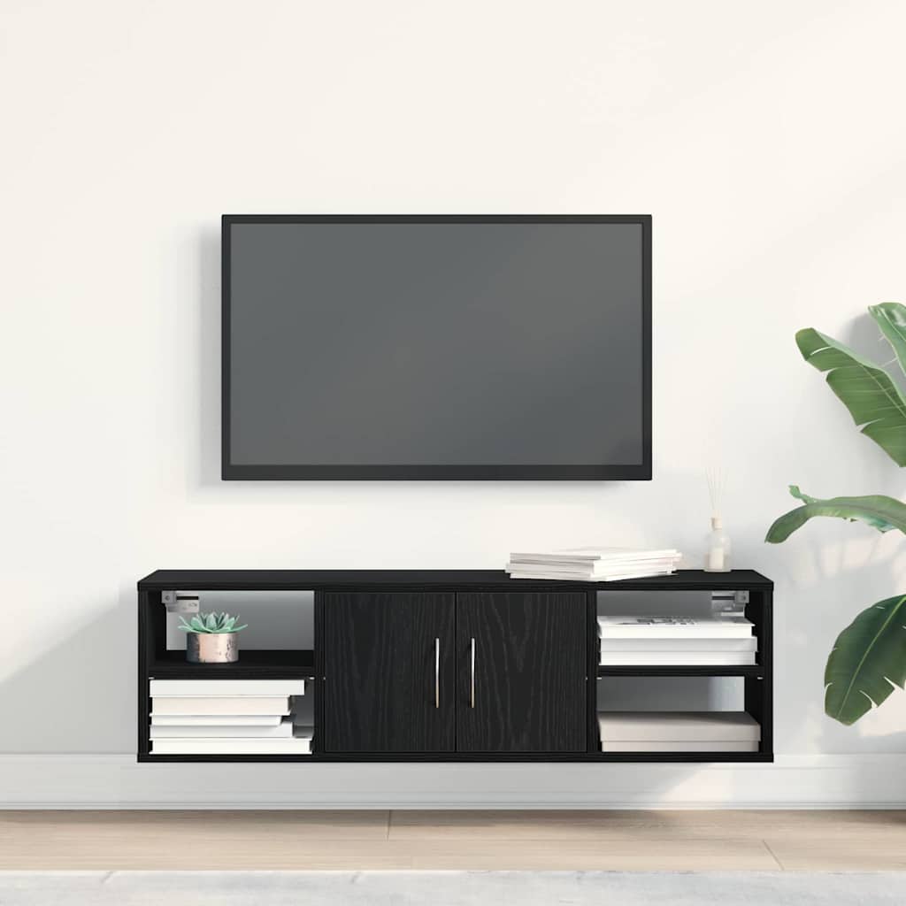 Prateleira de Parede com porta Carvalho preto 140 x 41 x 75 cm
