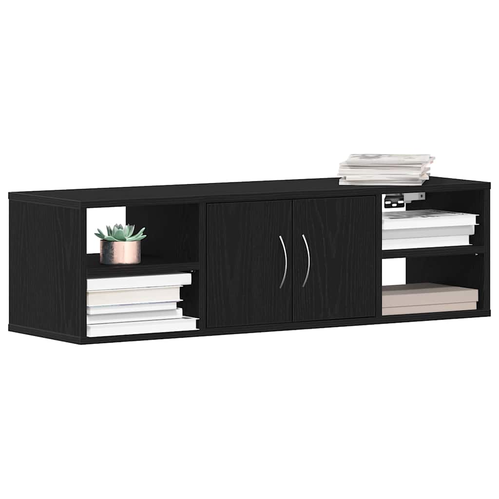 Prateleira de Parede com porta Carvalho preto 140 x 41 x 75 cm