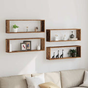 Prateleira de Parede 4 pcs Madeira Antiga 80 x 15 x 26 cm