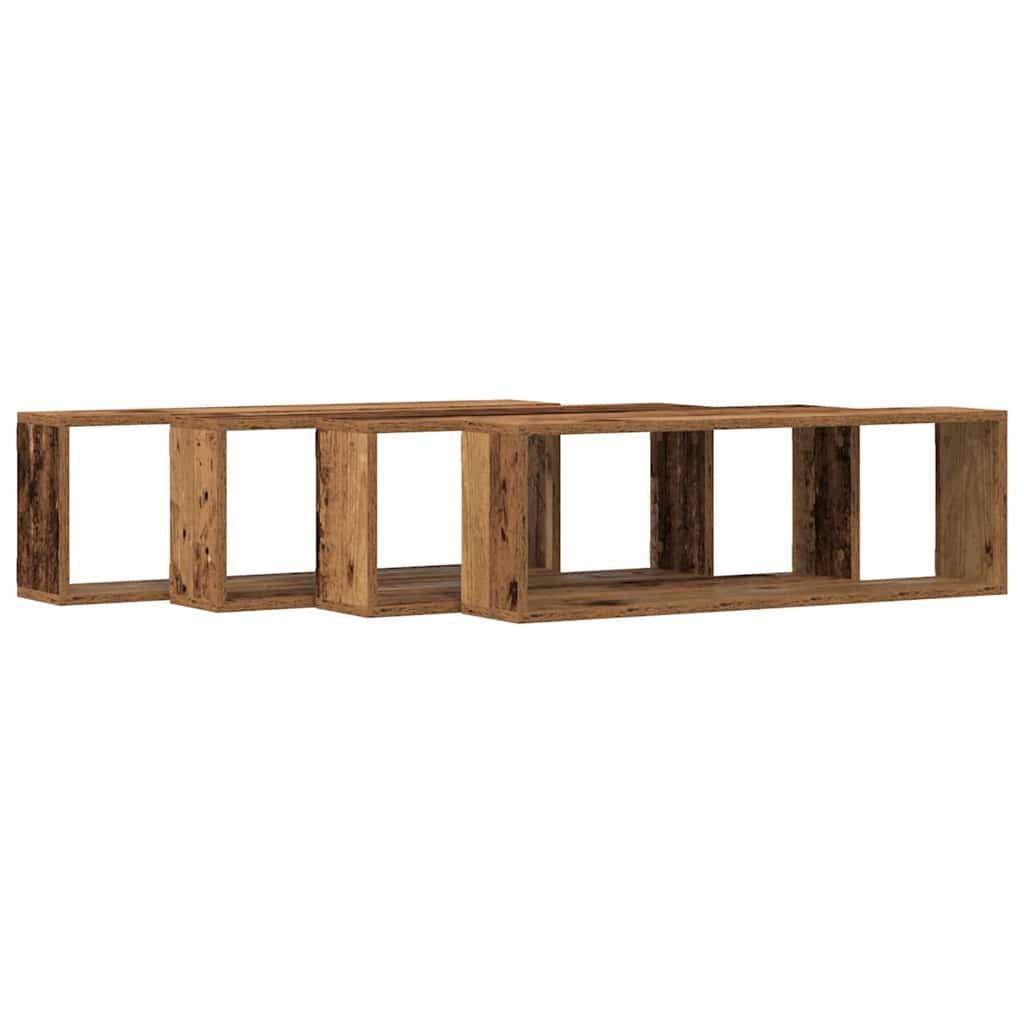 Prateleira de Parede 4 pcs Madeira Antiga 80 x 15 x 26 cm
