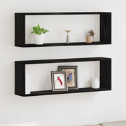 Prateleira de Parede 2 pcs Carvalho Preto 80 x 15 x 26 cm