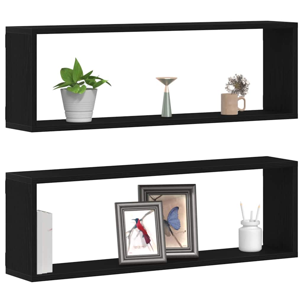 Prateleira de Parede 2 pcs Carvalho Preto 80 x 15 x 26 cm