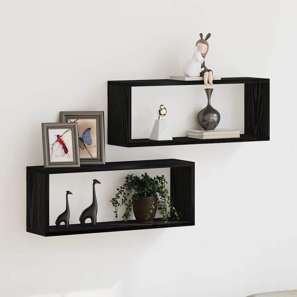 Prateleiras de Parede 2 pcs Carvalho preto 60 x 15 x 23 cm