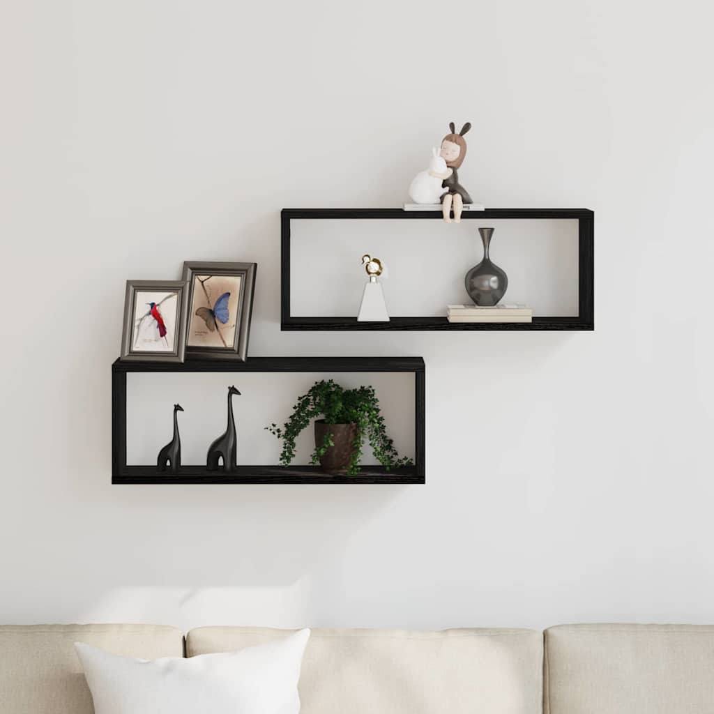 Prateleiras de Parede 2 pcs Carvalho preto 60 x 15 x 23 cm