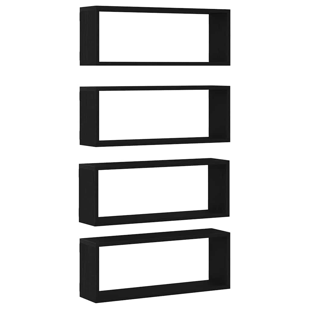 Prateleiras de Parede 4 pcs Carvalho preto 60 x 15 x 23 cm