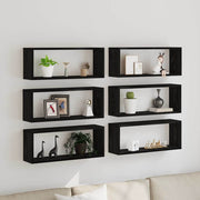 Prateleiras de Parede 6 pcs Carvalho preto 60 x 15 x 23 cm