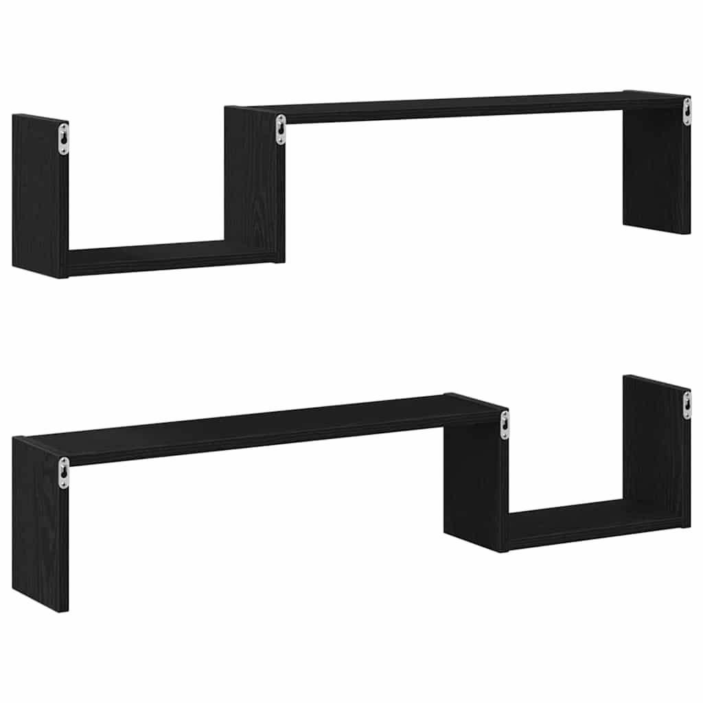 Prateleira de Parede 2 pcs Carvalho preto 100 x 15 x 20 cm