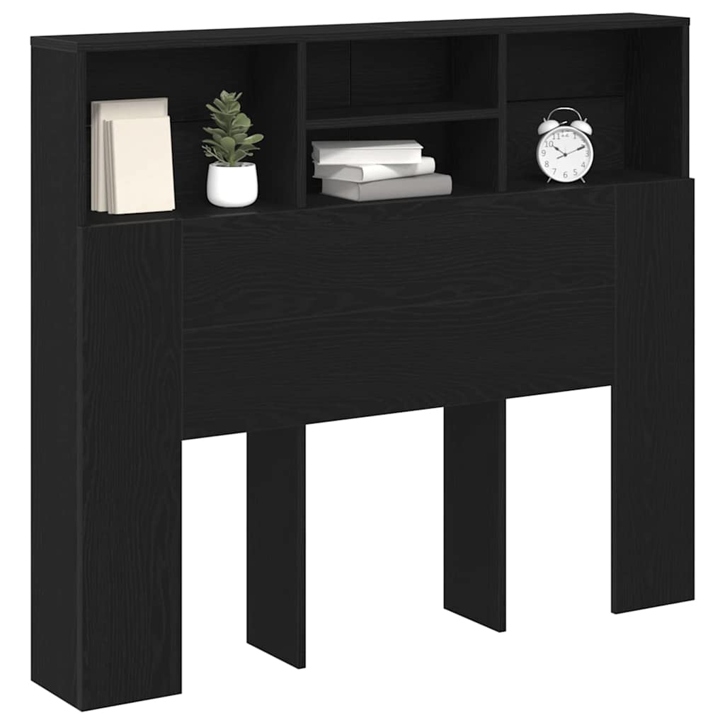 Cabeceira com Armário Carvalho Preto 120 x 19 x 103.5 cm