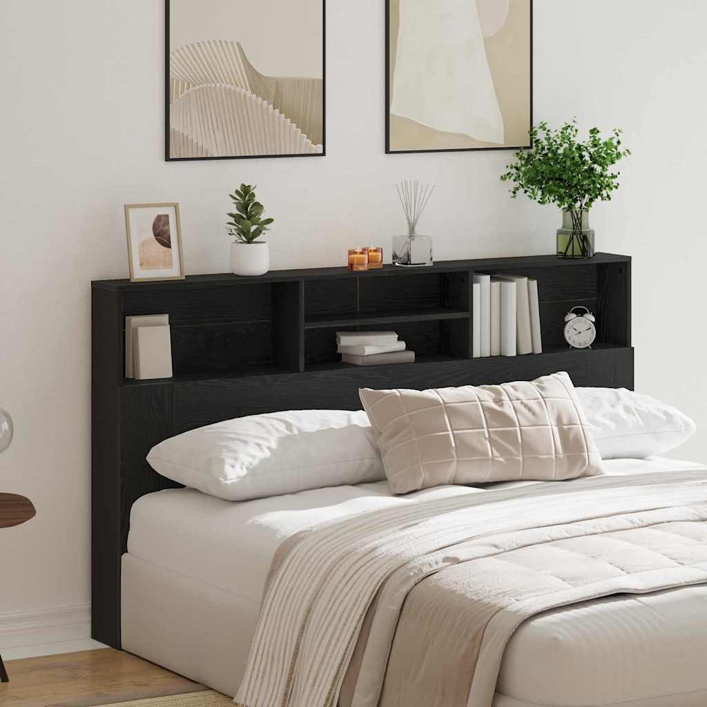 Cabeceira com Armário Carvalho preto 180 x 19 x 103.5 cm