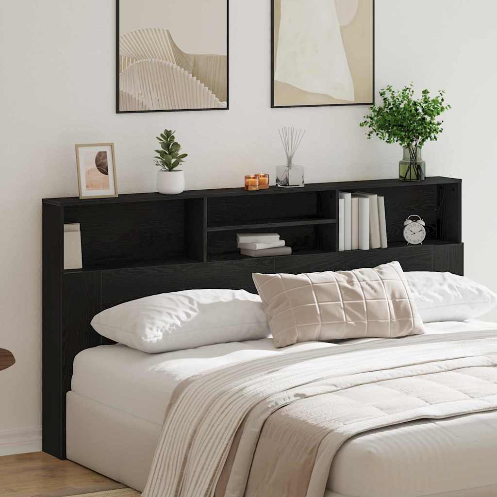 Cabeceira com Armário Carvalho preto 200 x 19 x 103.5 cm