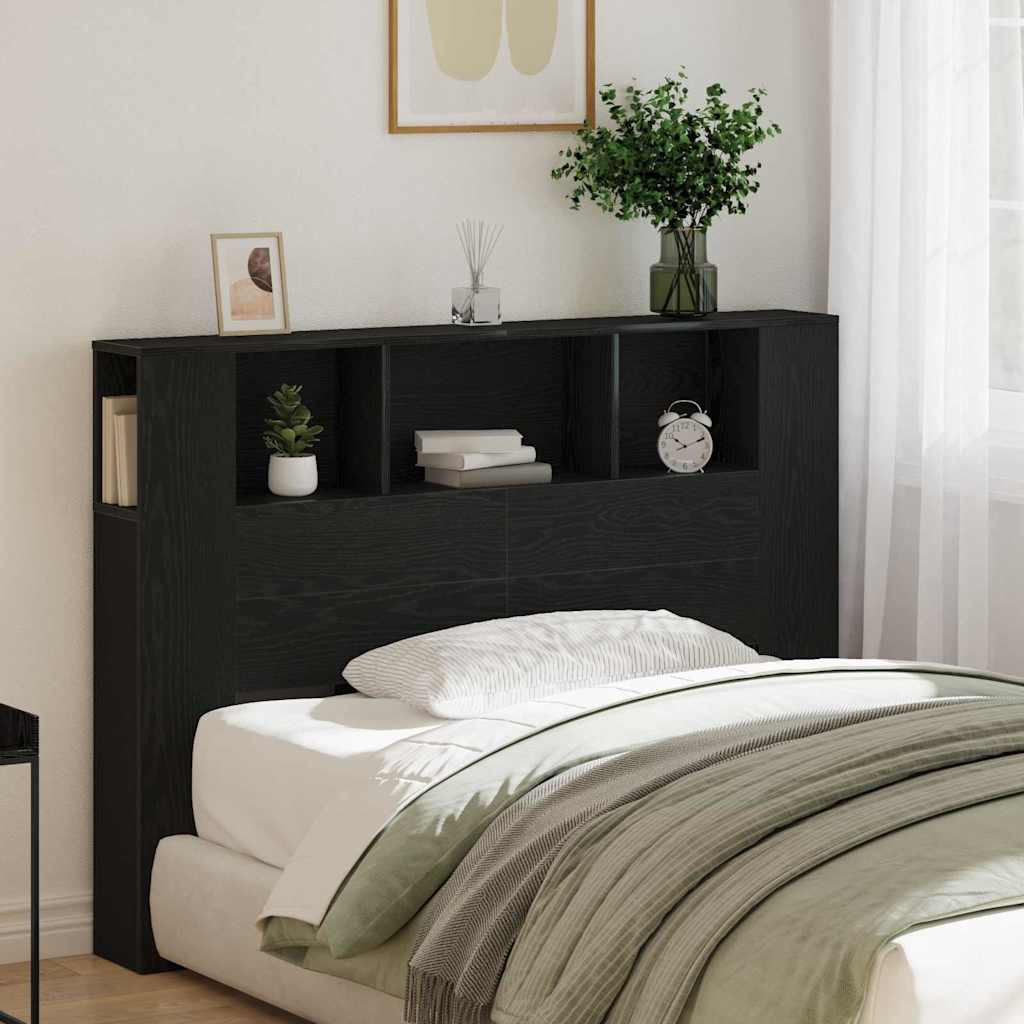 Cabeceira com Armário Carvalho preto 140 x 19 x 104.5 cm