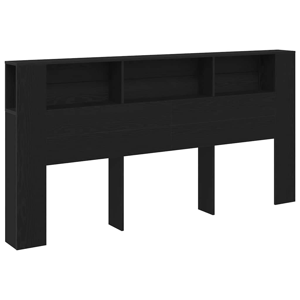 Cabeceira com Armário Carvalho preto 200 x 18,5 x 104,5 cm