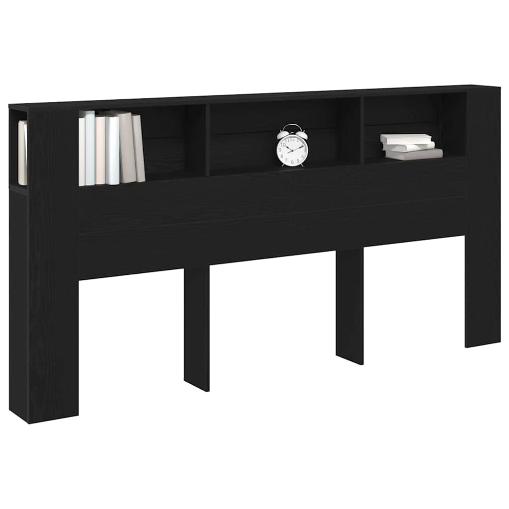 Cabeceira com Armário Carvalho preto 200 x 18,5 x 104,5 cm