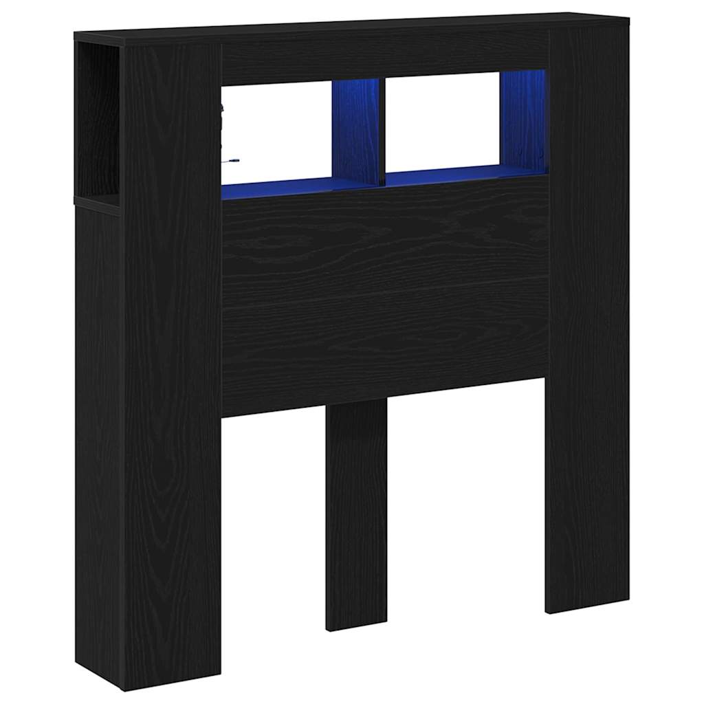 Cabeceira LED Carvalho preto 100 x 18.5 x 103.5 cm