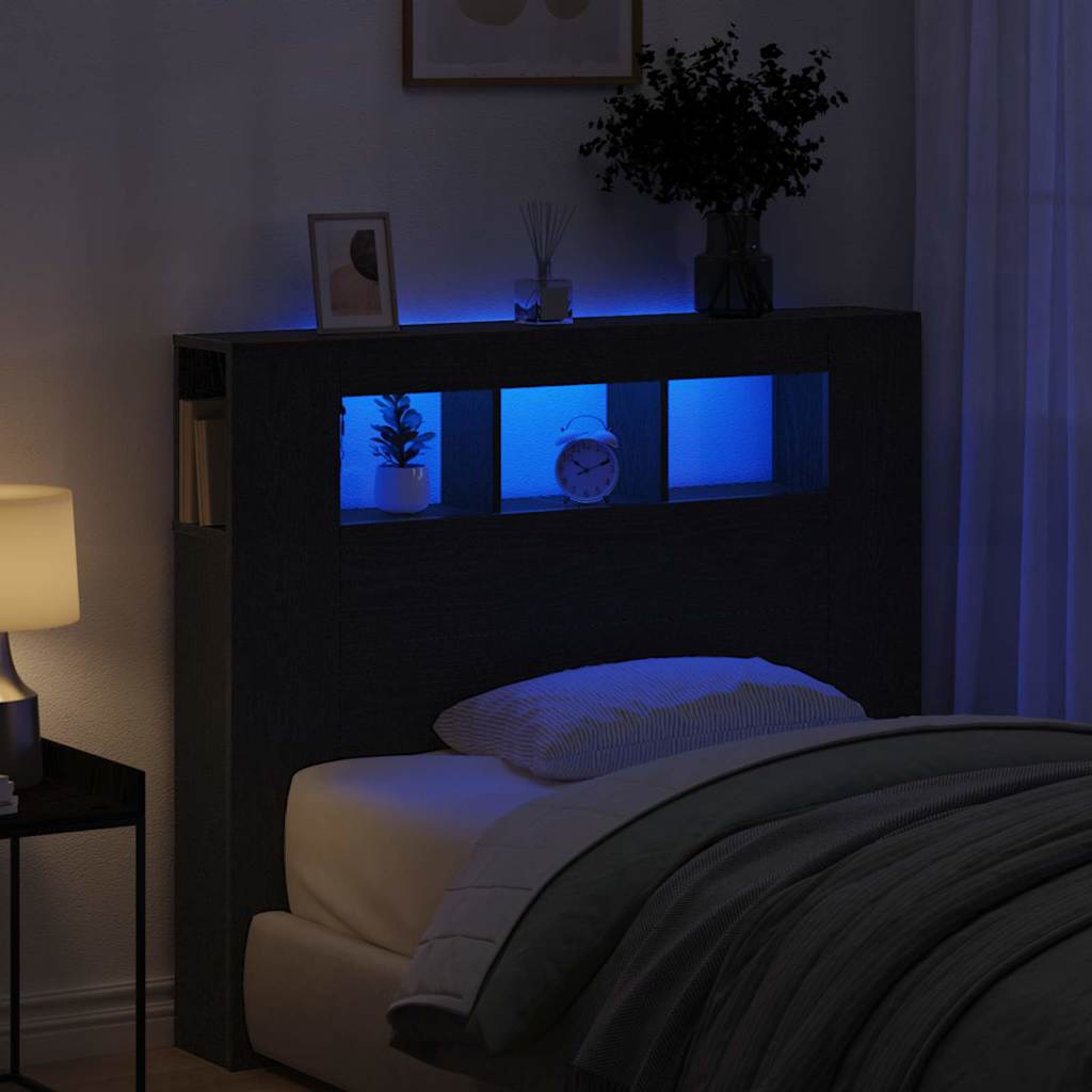 Cabeceira LED Carvalho preto 120 x 18.5 x 103.5 cm