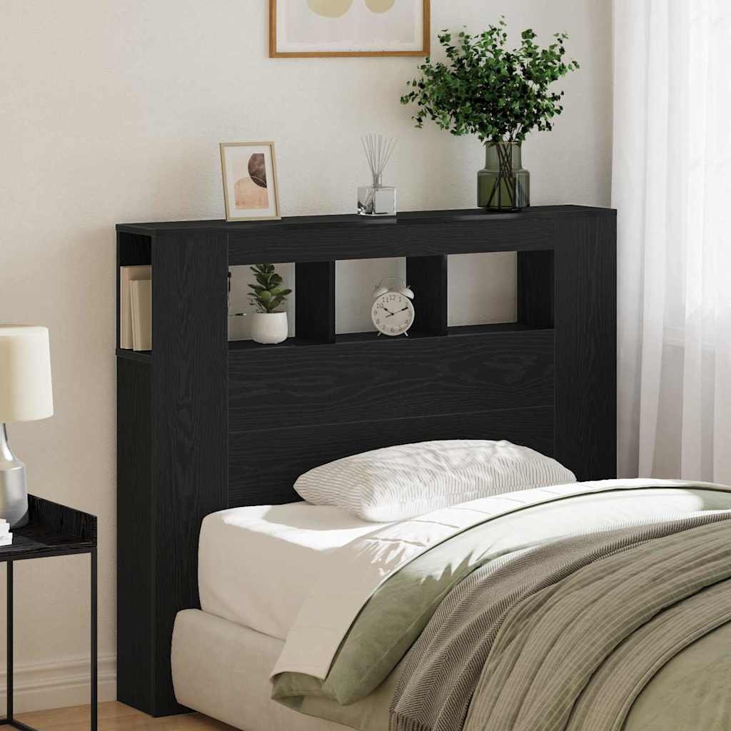 Cabeceira LED Carvalho preto 120 x 18.5 x 103.5 cm