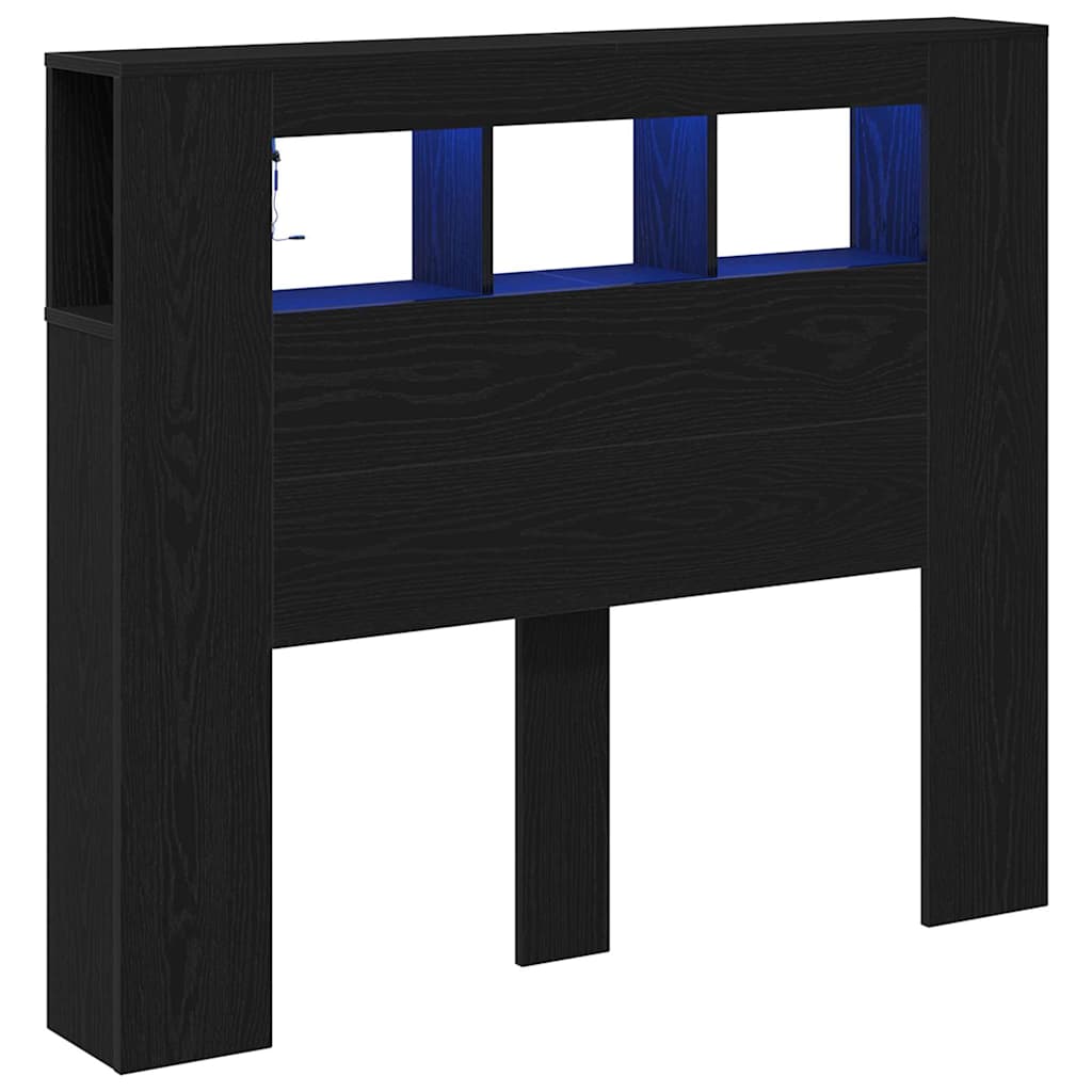 Cabeceira LED Carvalho preto 120 x 18.5 x 103.5 cm