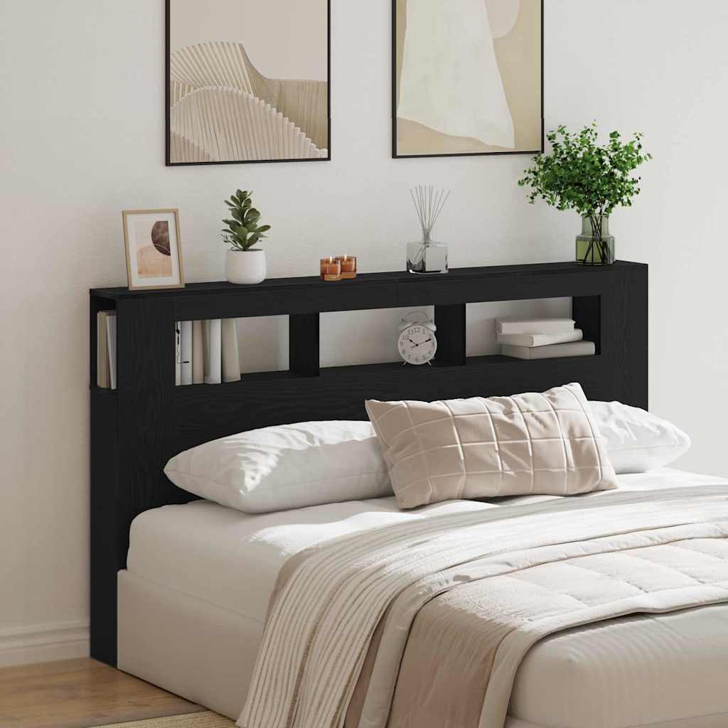 Cabeceira LED Carvalho preto 180 x 18.5 x 103.5 cm