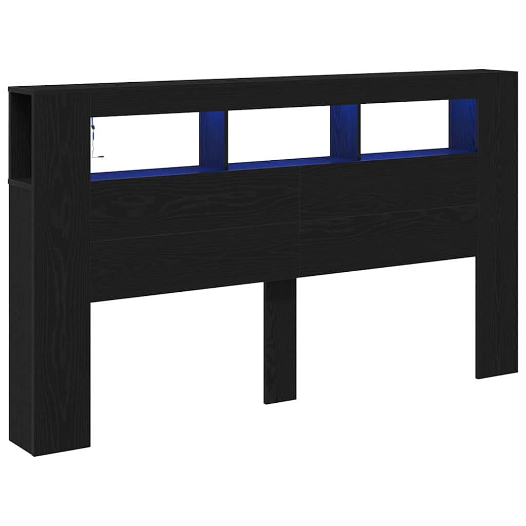 Cabeceira LED Carvalho preto 180 x 18.5 x 103.5 cm