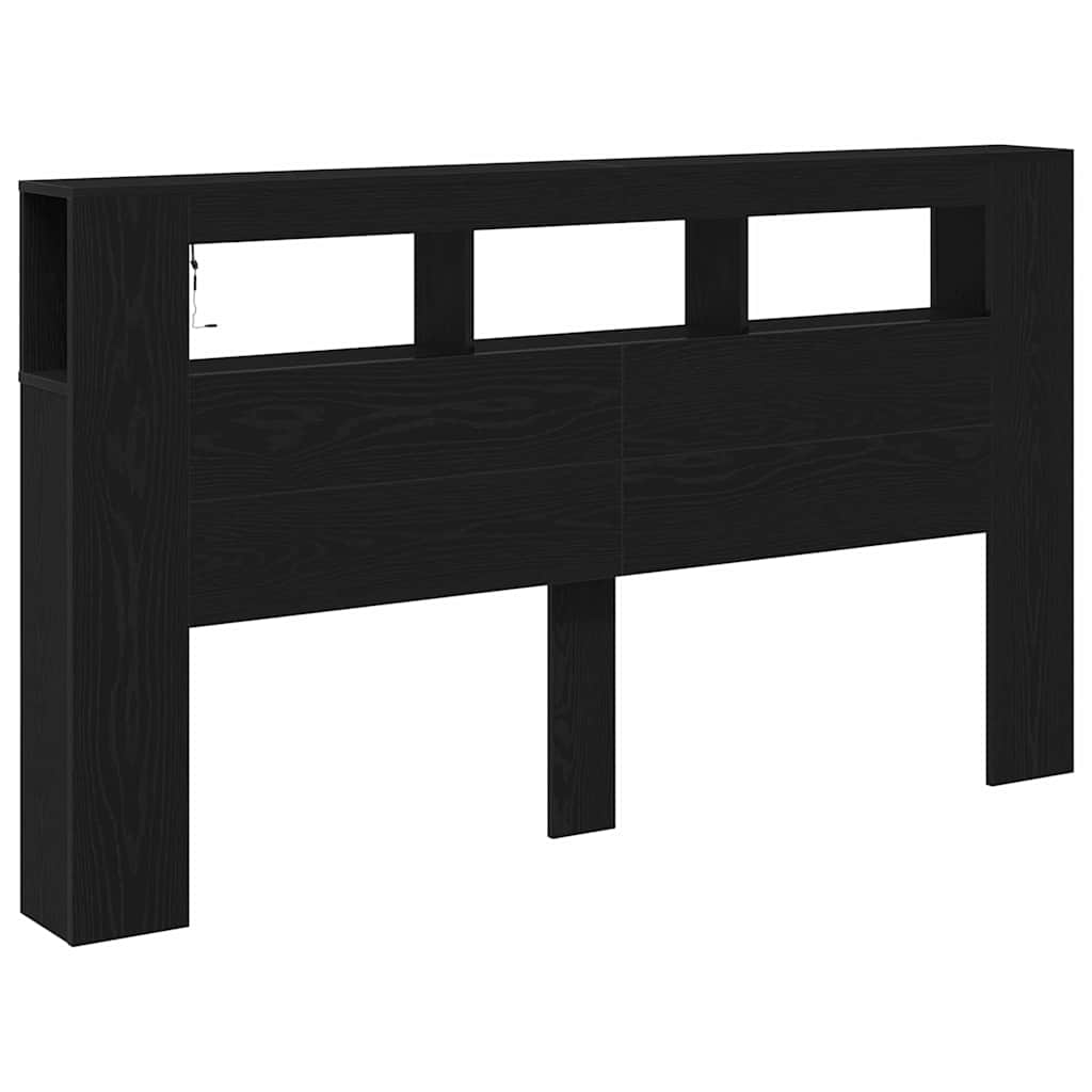 Cabeceira LED Carvalho preto 180 x 18.5 x 103.5 cm