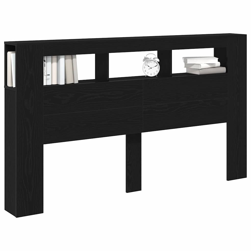 Cabeceira LED Carvalho preto 180 x 18.5 x 103.5 cm