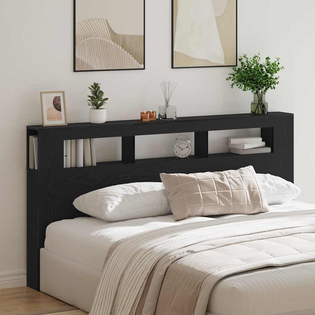 Cabeceira LED Carvalho preto 200 x 18.5 x 103.5 cm