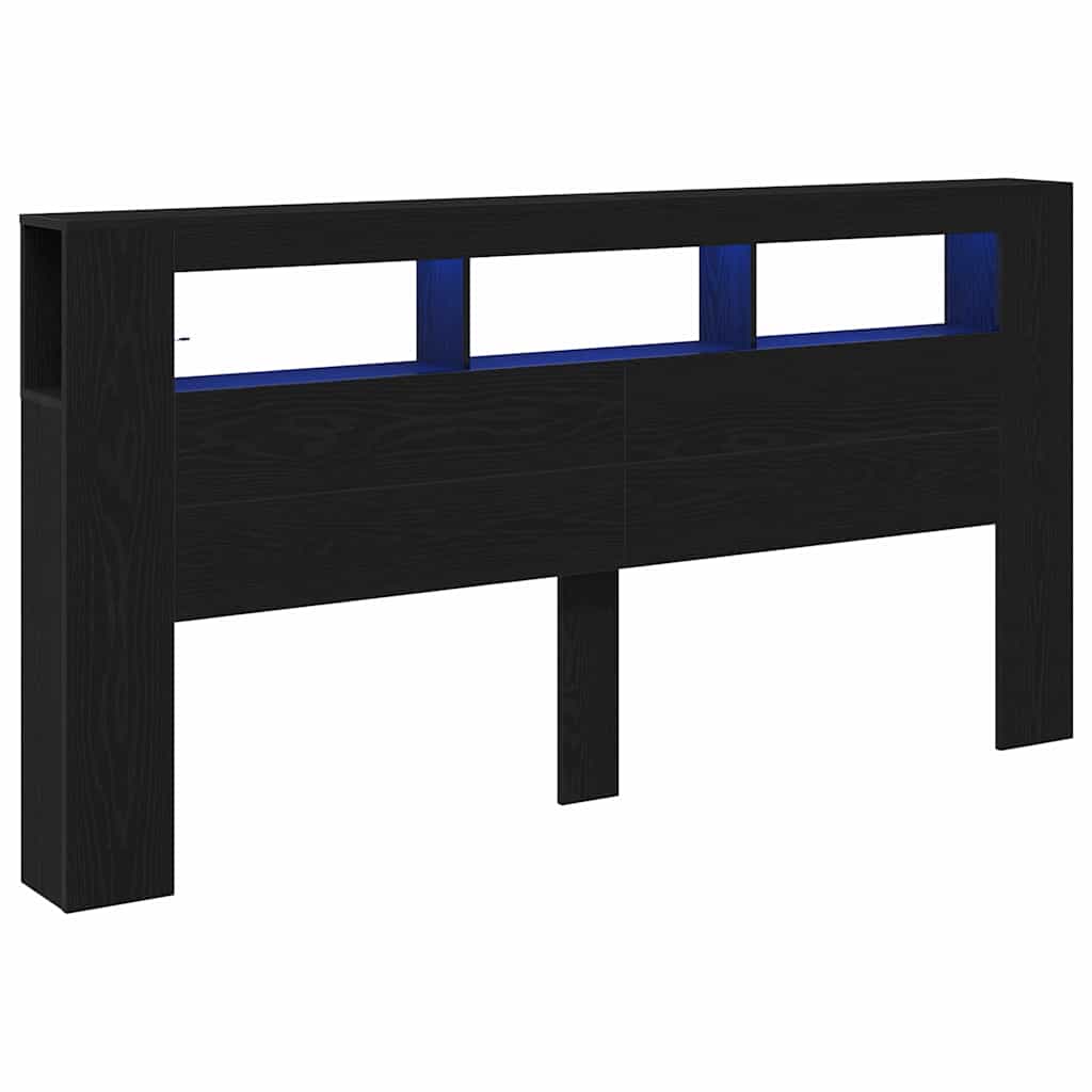Cabeceira LED Carvalho preto 200 x 18.5 x 103.5 cm