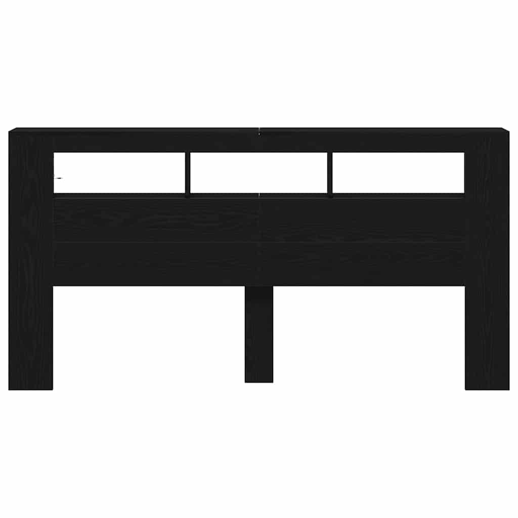 Cabeceira LED Carvalho preto 200 x 18.5 x 103.5 cm