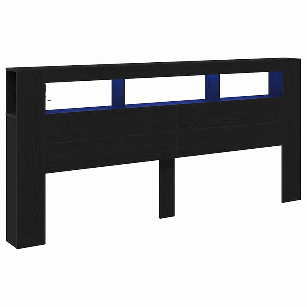 Cabeceira LED Carvalho preto 220 x 18.5 x 103.5 cm