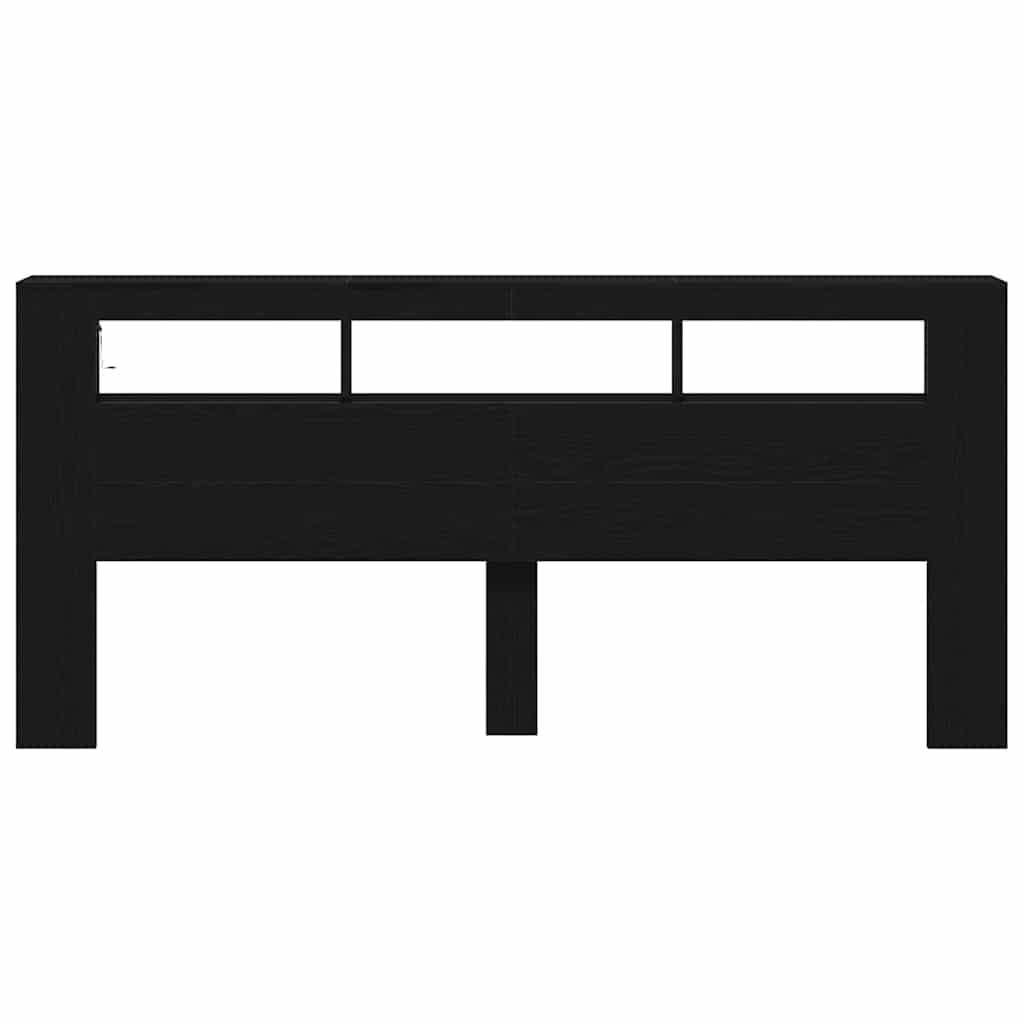Cabeceira LED Carvalho preto 220 x 18.5 x 103.5 cm