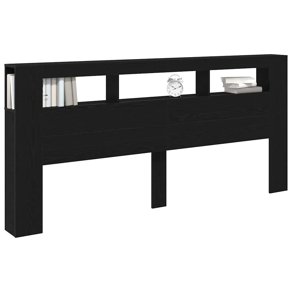 Cabeceira LED Carvalho preto 220 x 18.5 x 103.5 cm