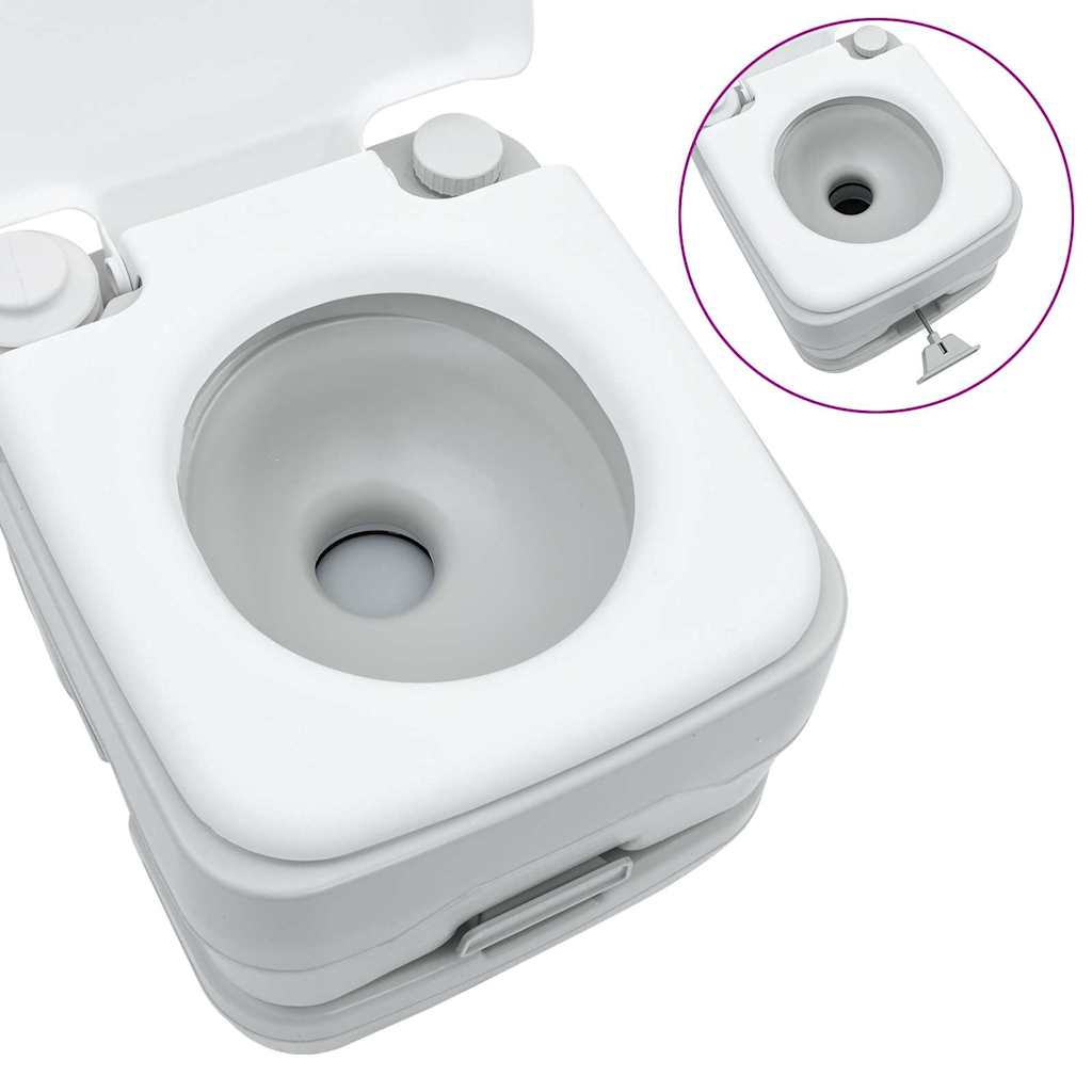 Vaso Sanitário de Camping 2 pcs Cinza e Branco