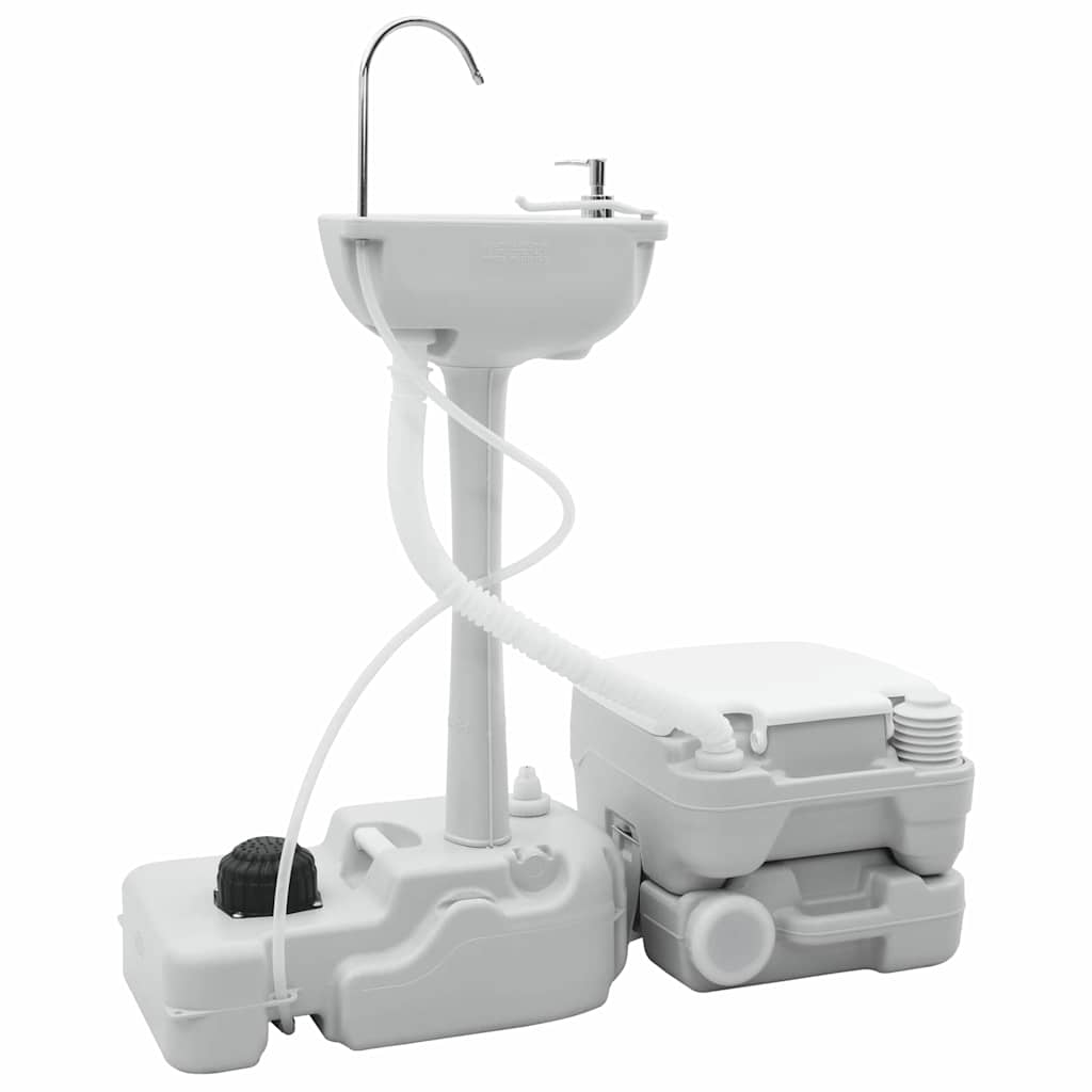 Vaso Sanitário de Camping 2 pcs Cinza e Branco