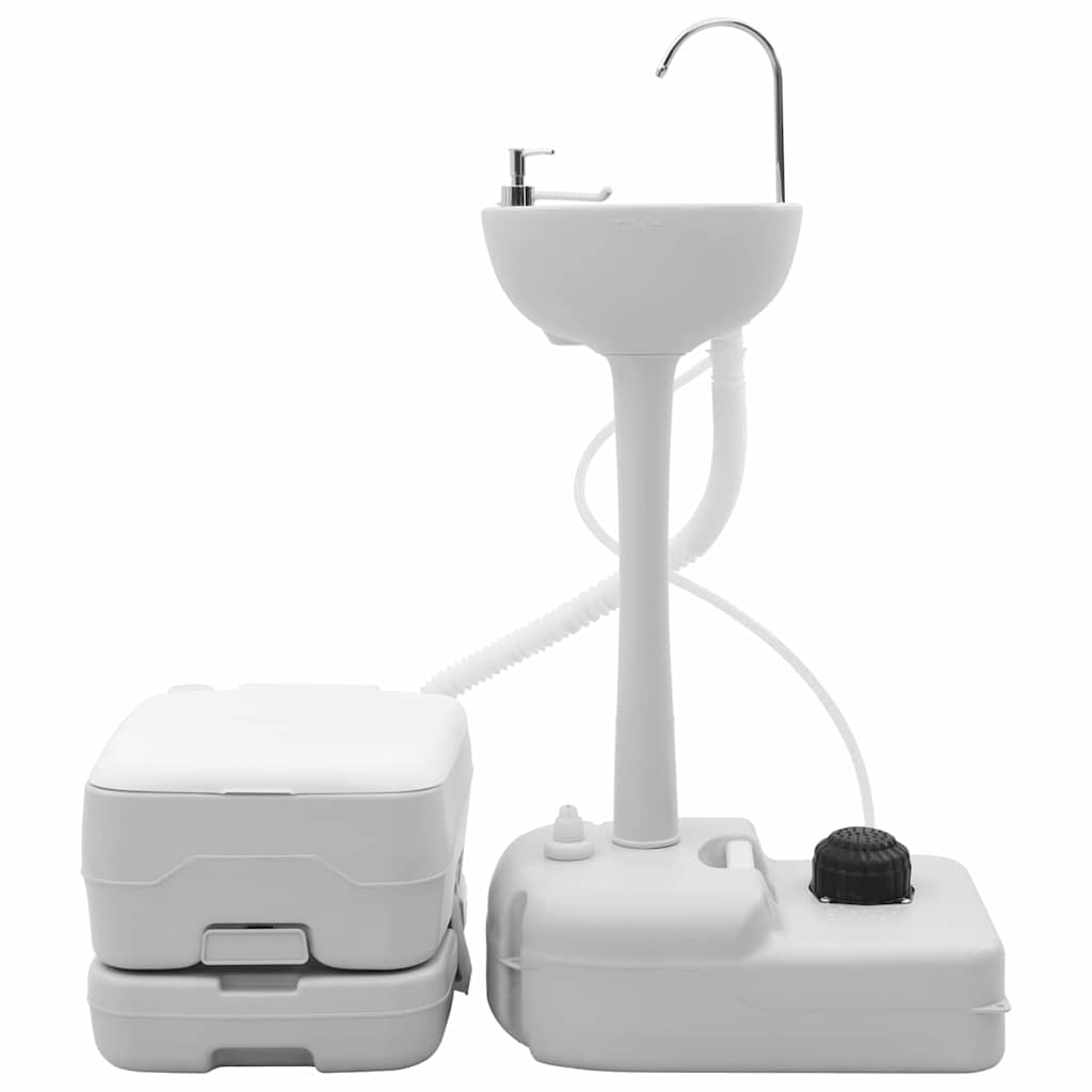 Vaso Sanitário de Camping 2 pcs Cinza e Branco